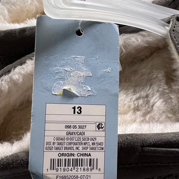 Cat Jack Toddler Girls Gray Bow Moccasin Slippers Size 13 Plush Lined NWT - Picture 7 of 8